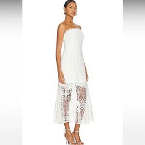 White Nuriel Interlocking Geo Lace Dress